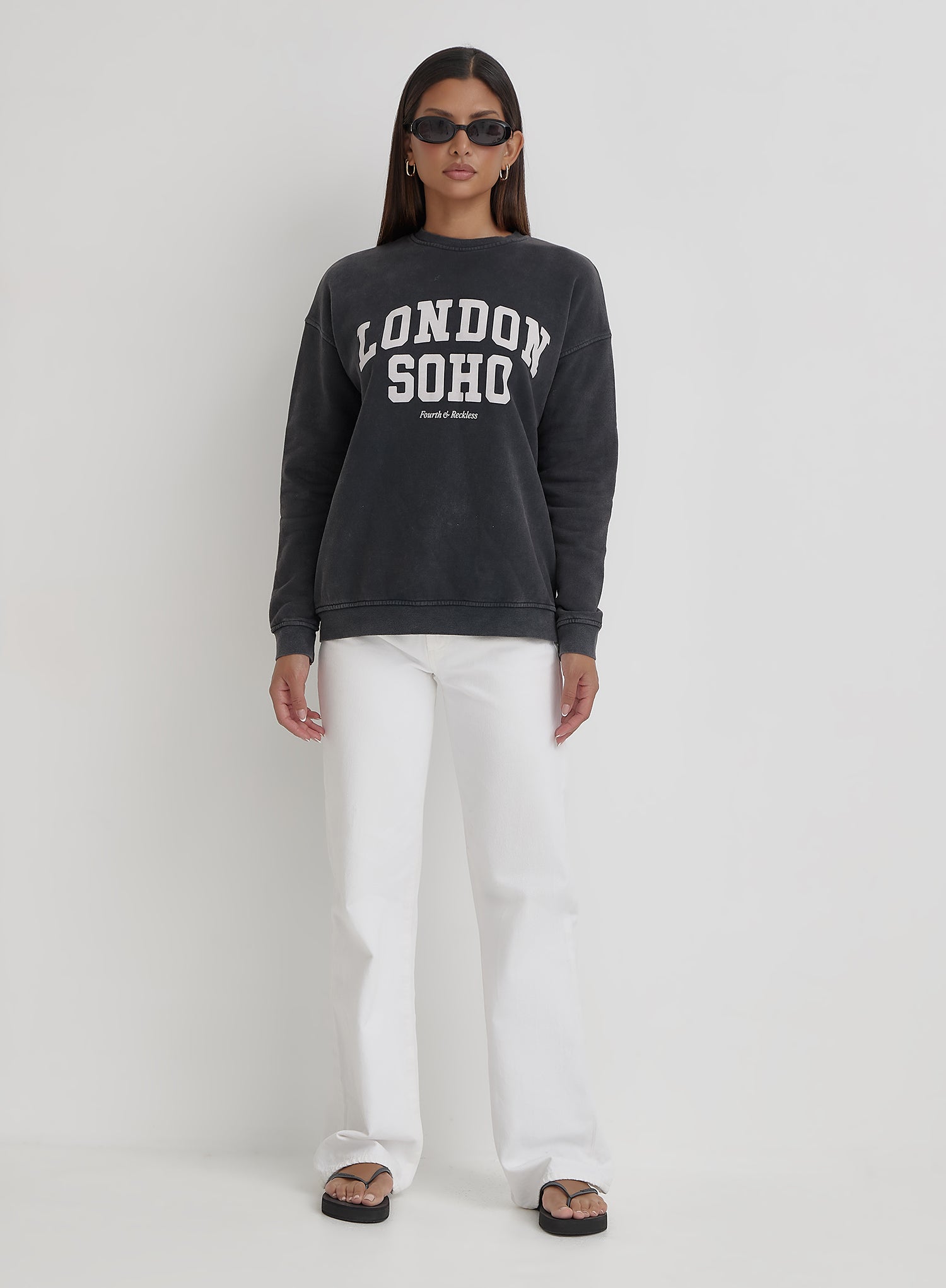 Acid Wash London Slogan Classic Longline Sweatshirt